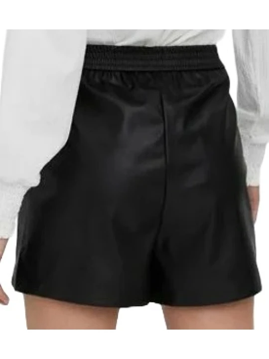 Casual Black Leather Short