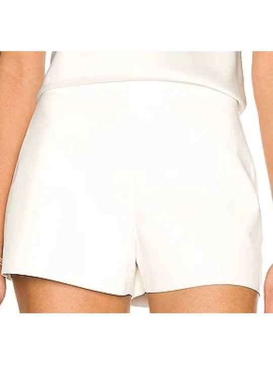 Classic Wear High Waisted White Leather Short