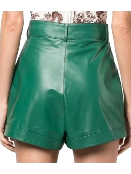 Genuine Green Leather Short