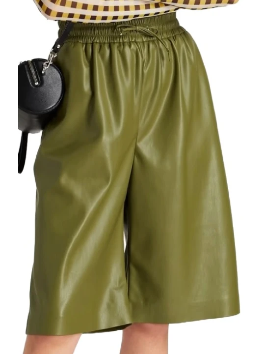 Green High Rise Leather Short 