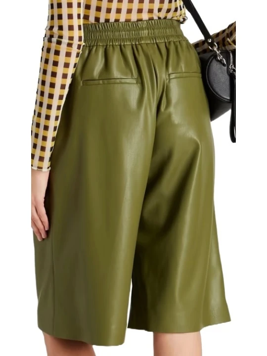 Green High Rise Leather Short 