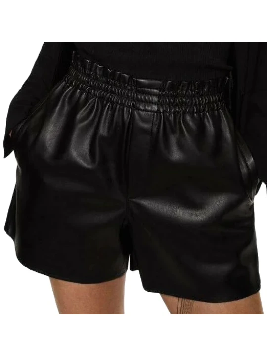 High Rise Real Leather Short