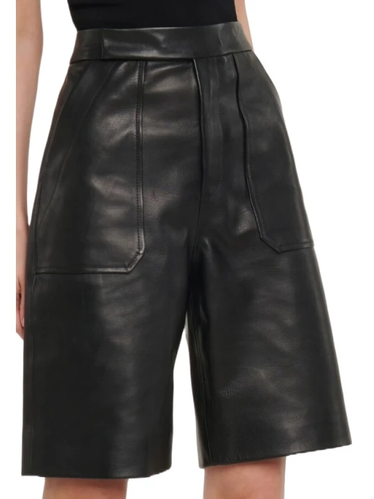 Zipper Closure Leather Short