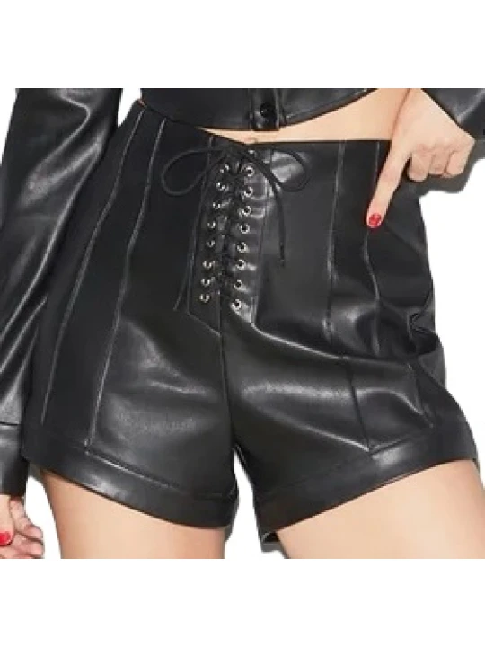 Lace Up Black Leather Short Lace Up Black Leather Short