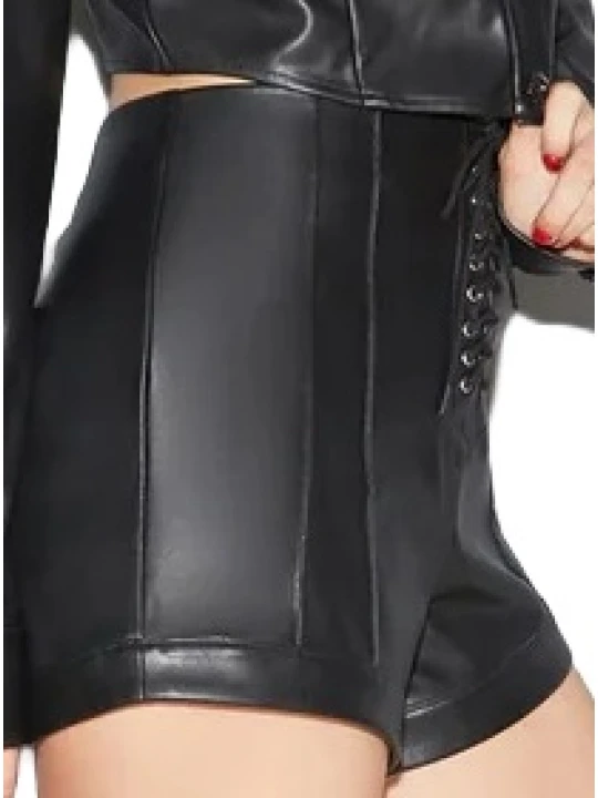 Lace Up Black Leather Short Lace Up Black Leather Short
