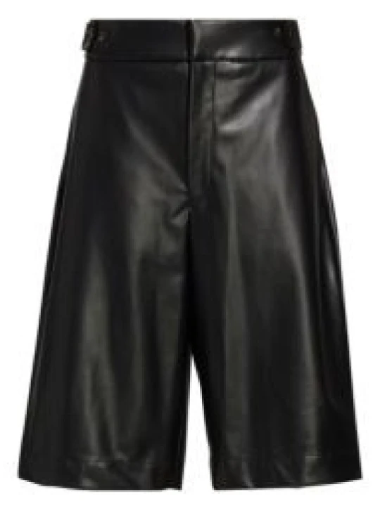 Leather Short In Banded Waist With Side Tabs