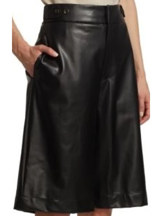 Leather Short In Banded Waist With Side Tabs