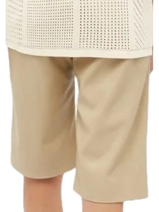 Loose Fit Beige Leather Short