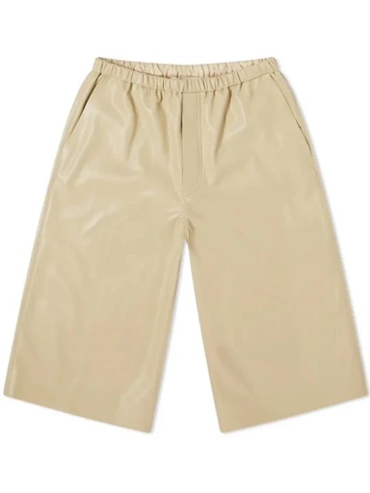 Loose Fit Beige Leather Short