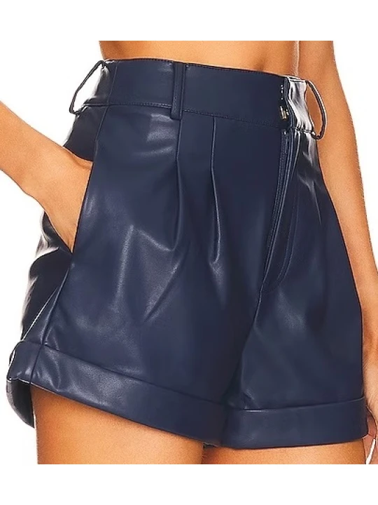 Plain Blue Leather Short Plain Blue Leather Short