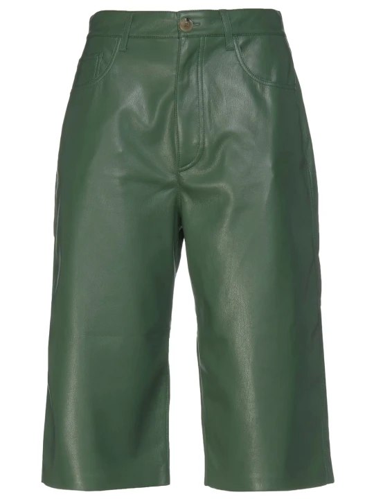 Real Leather Short In Green