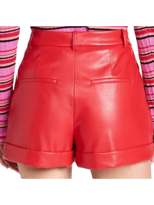 Regular Red Leather Short Lady Regular Red Leather Short Lady