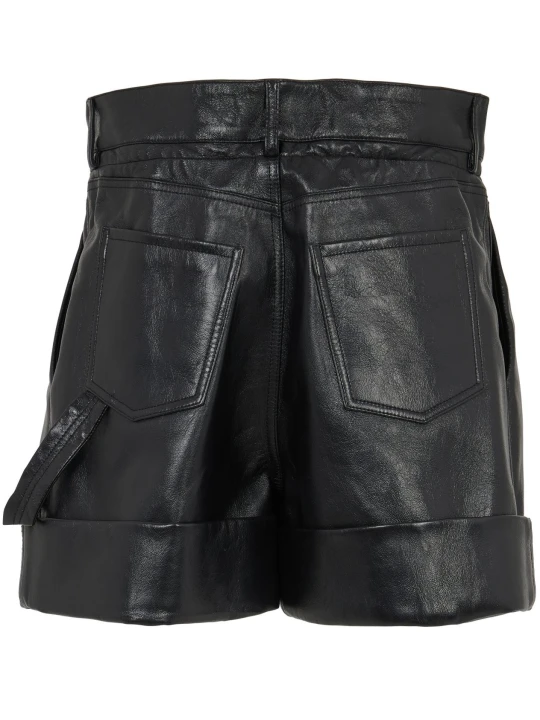 Smooth Black Leather Cropped Short