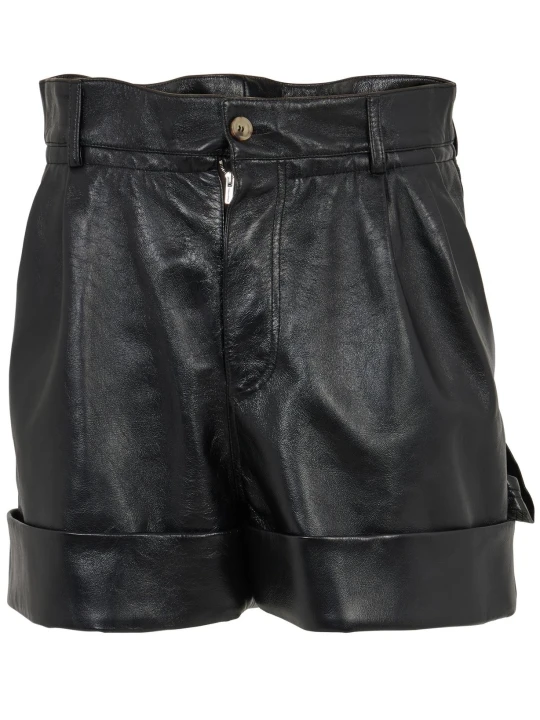 Smooth Black Leather Cropped Short
