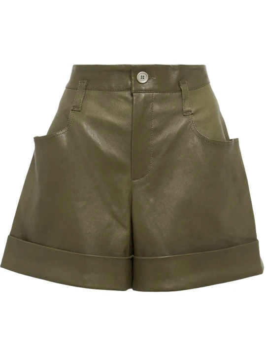Tailored Fit Green Leather Short