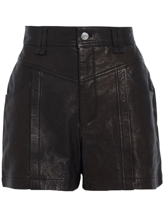 Wearing Real Black Leather Short