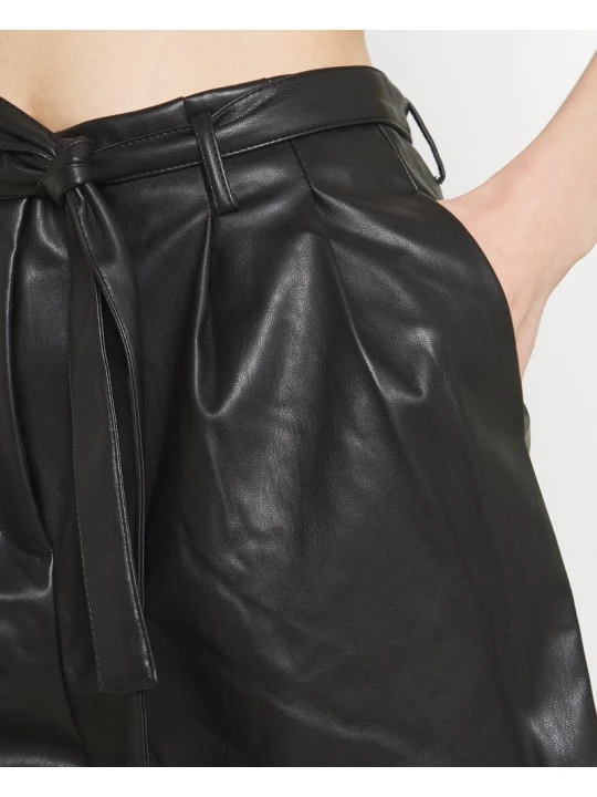 Women Dashing Real Lambskin Black Leather Shorts