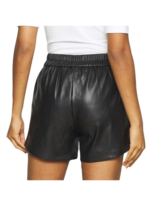 Women Edgy Real Lambskin Black Leather Shorts Women Edgy Real Lambskin Black Leather Shorts