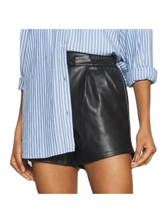 Women Edgy Real Lambskin Black Leather Shorts Women Edgy Real Lambskin Black Leather Shorts