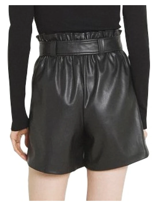 Women High Fashion Real Lambskin Black Leather Shorts Women High Fashion Real Lambskin Black Leather Shorts