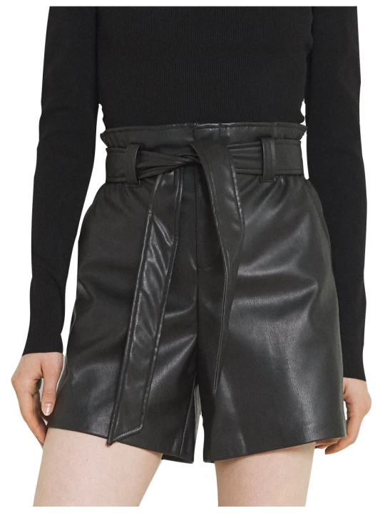 Women High Fashion Real Lambskin Black Leather Shorts Women High Fashion Real Lambskin Black Leather Shorts