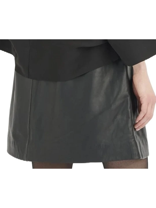 A Line Black Skirt Leather