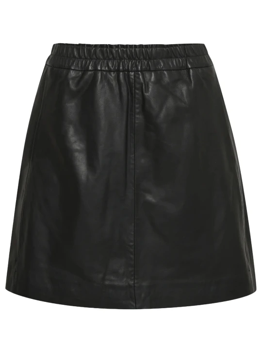 A Line Black Skirt Leather