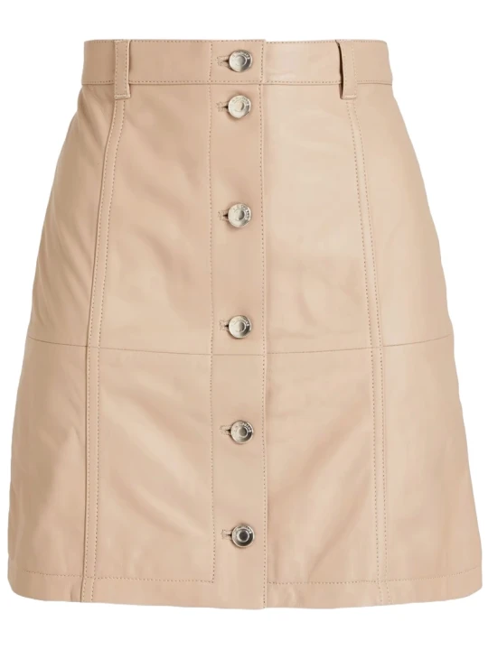 Beige Button Leather Skirt Beige Button Leather Skirt