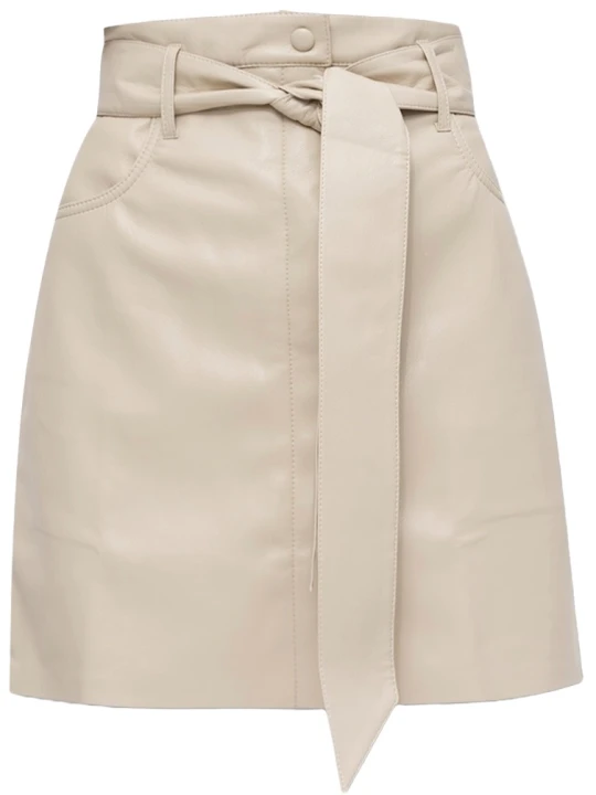 Beige Leather Belted Skirt Beige Leather Belted Skirt