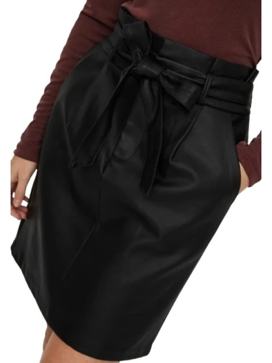 Black Belted Leather Skirt