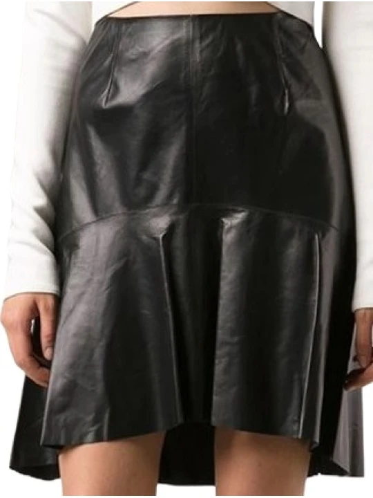 Black Leather Asymmetrical Skirt