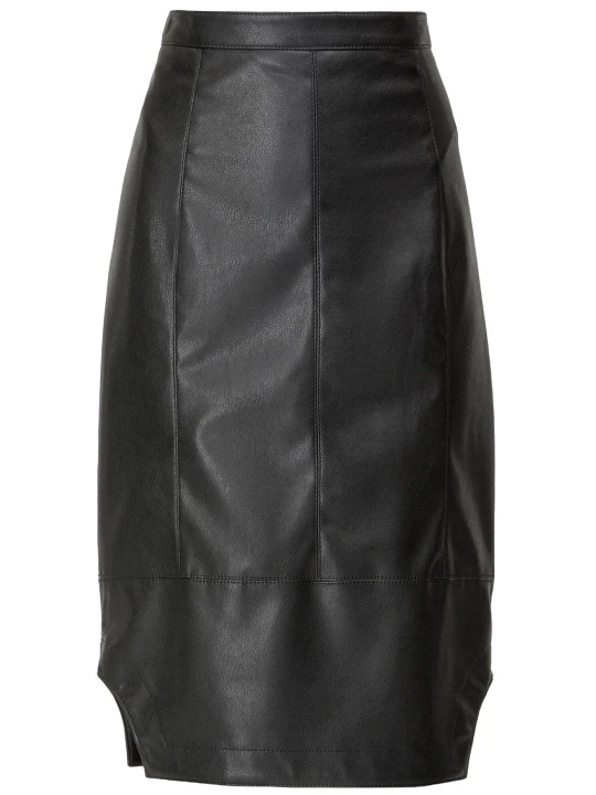Black Leather Knee Length Skirt