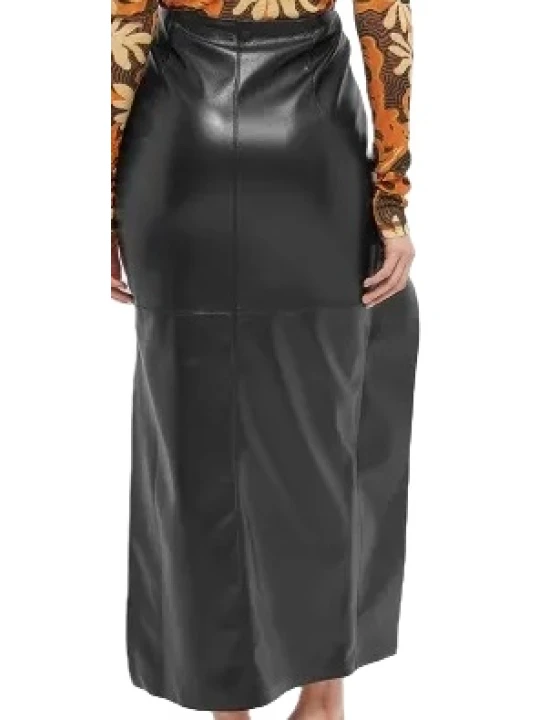 Black Leather Long Skirt