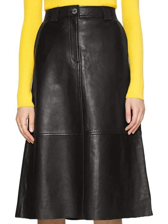 Black Leather Midi Skirt