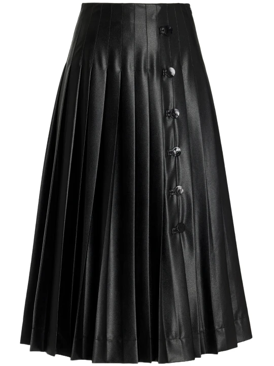 Black Leather Skirt With Pleats