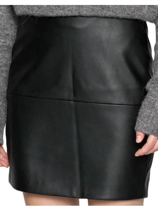 Black Leather Skirt With Pockets