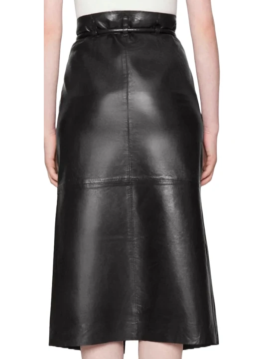 Black Leather Skirt With Split