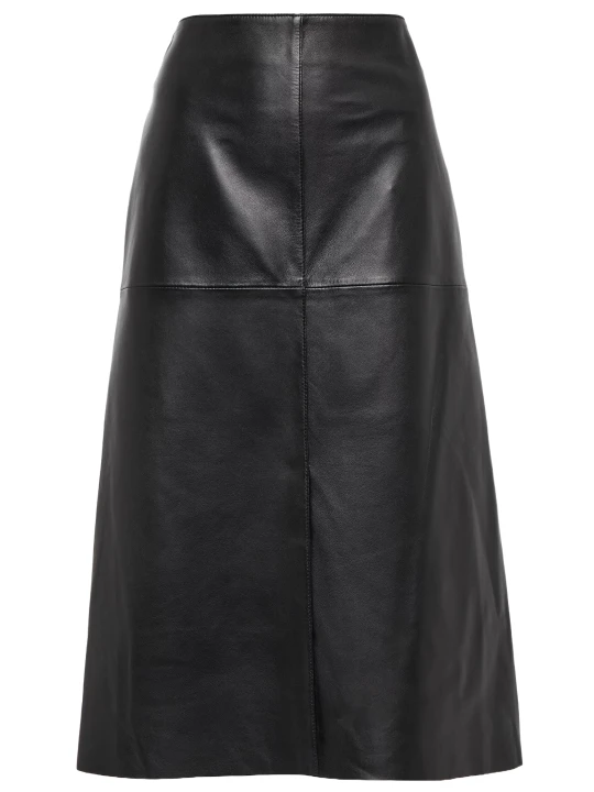 Black Plain Leather Skirt