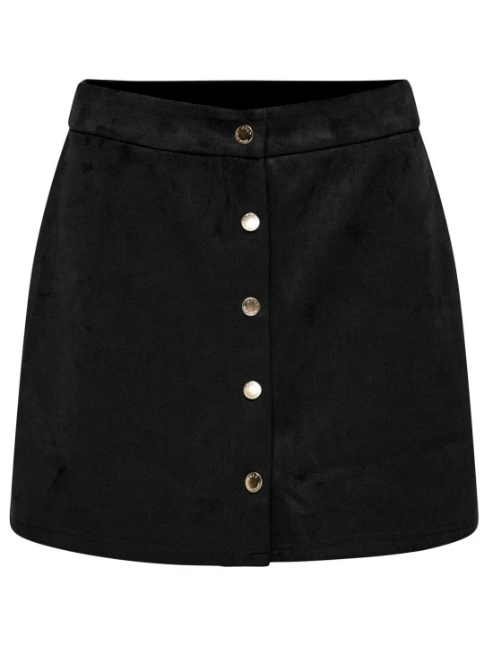 Black Suede Leather Press Stud Fastening Mini Skirt