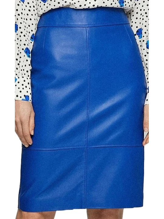 Blue Leather Skirt