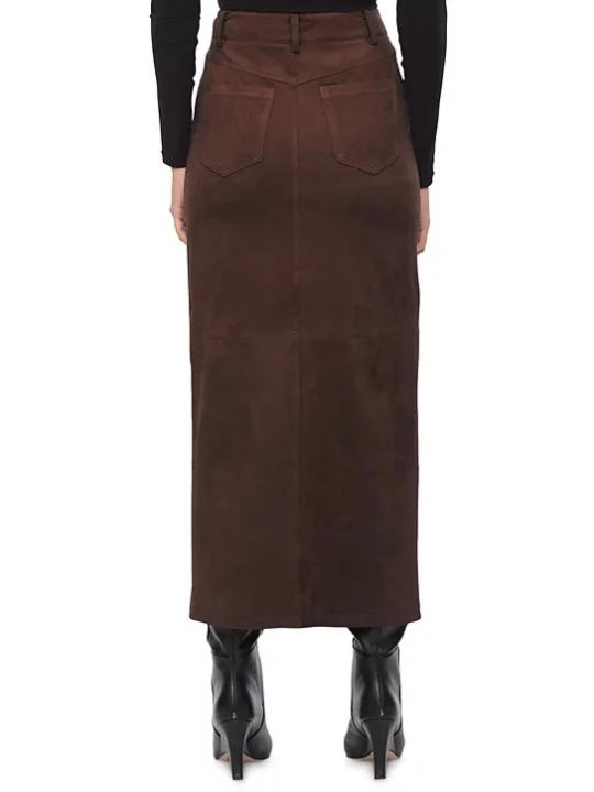 Brown Suede Leather Maxi Skirt