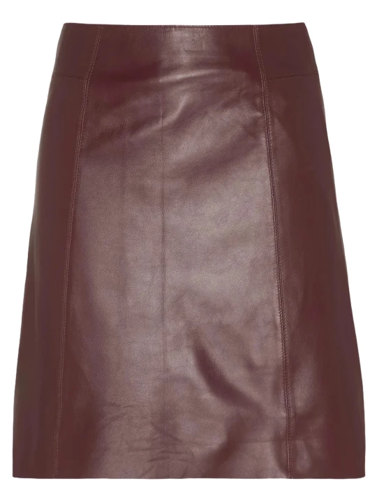 Burgundy Women Mini Leather Skirt