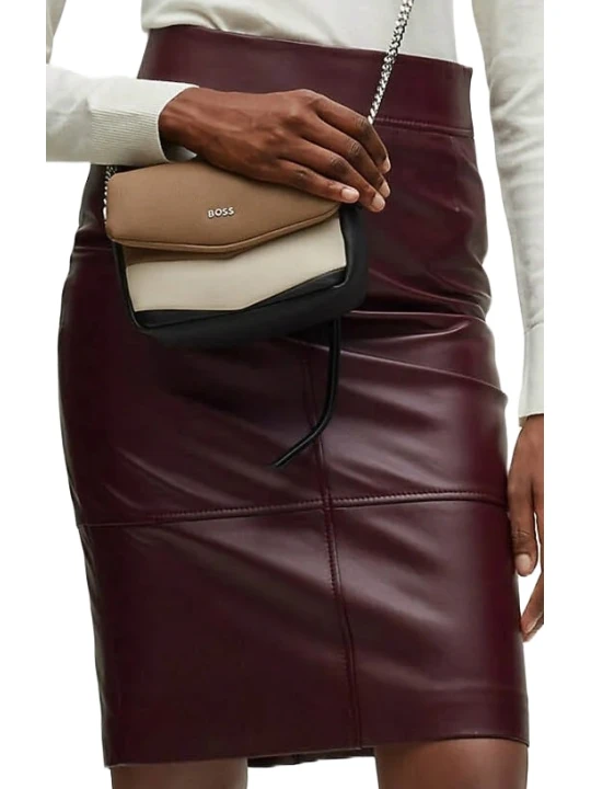 Burgundy Leather Pencil Skirt