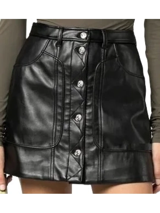 Casual Black Leather Skirt