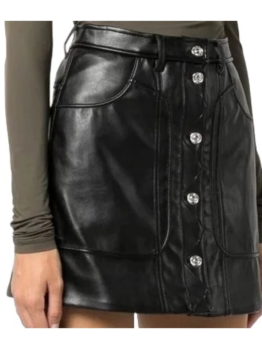 Casual Black Leather Skirt