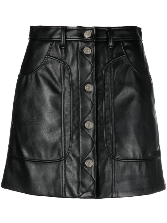 Casual Black Leather Skirt