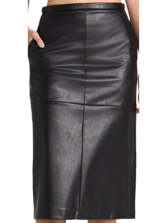 Direct Line Black Leather Skirt