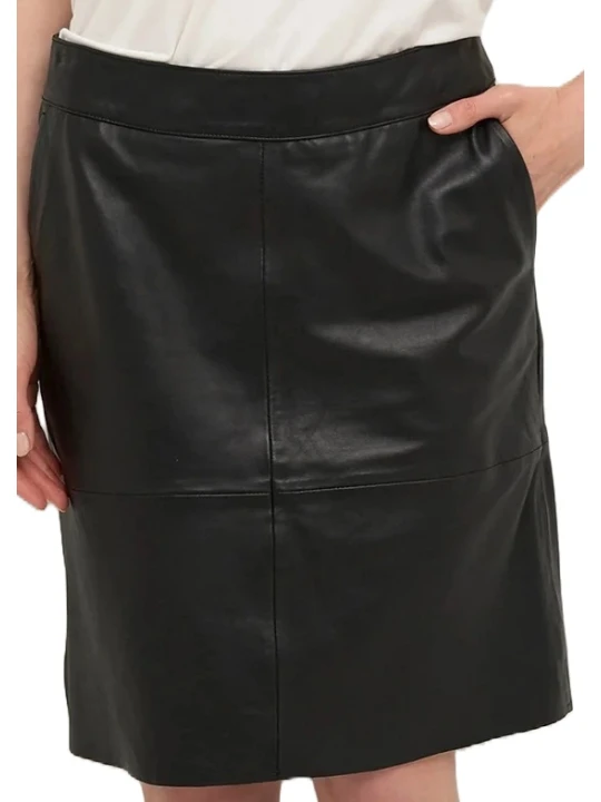 Genuine Black Leather Skirt