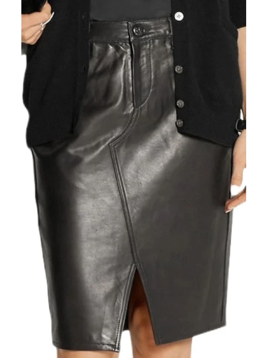 Genuine Black Leather Skirt For Women