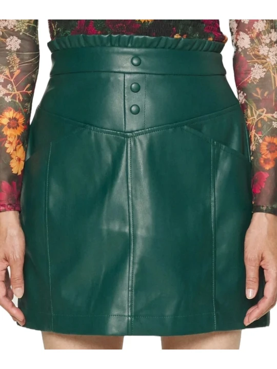 Green Shiny Leather Skirt